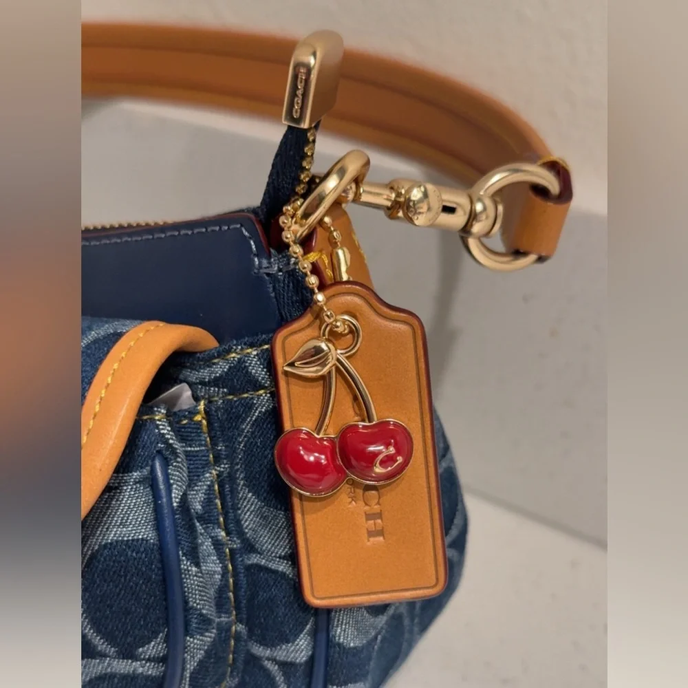 Denim Ashton Bag with Cherry charm...NWOT - Picture 6 of 12